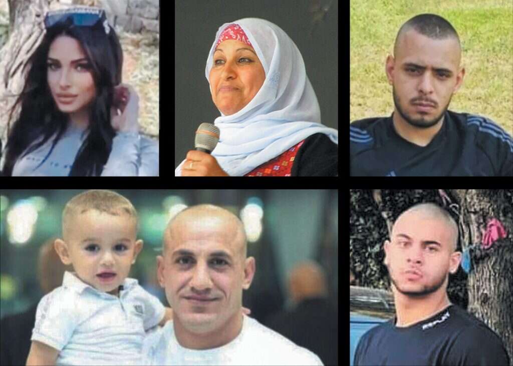 חלק מהנרצחים במגזר הערבי בשנה האחרונה (מימין למעלה בכיוון השעון): מהראן אבו־חיט, מהדי חרירי, פיראס הייב ובנו פארס, חנאן אבו־חיט וזינב אלסאנע
צילום: מתוך הרשת, שימוש לפי סעיף 27א לחוק זכויות יוצרים