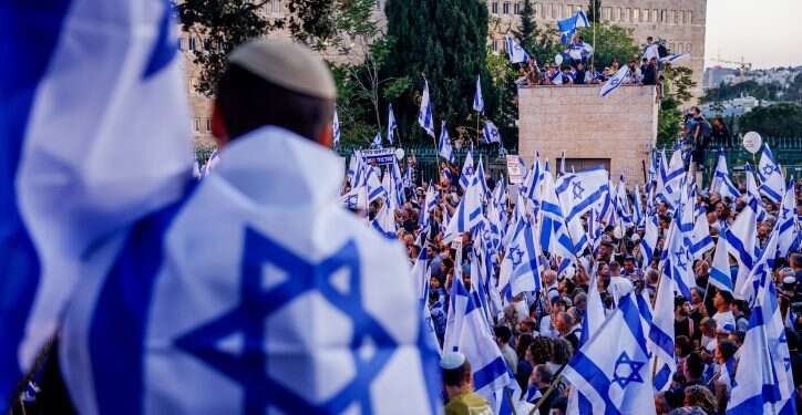 ההפגנה בעד הרפורמה המשפטית בירושלים. צילום: אריק מרמור, פלאש 90 לשימוש חד פעמי