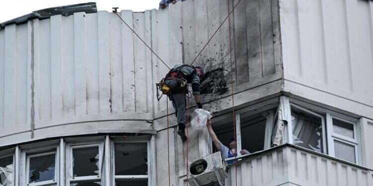 בניין במוסקבה שניזוק במתקפת כטב