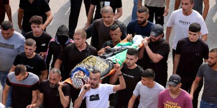 הלוויית אחד המחבלים שחוסלו בג'נין. צילום: איי.אף.פי