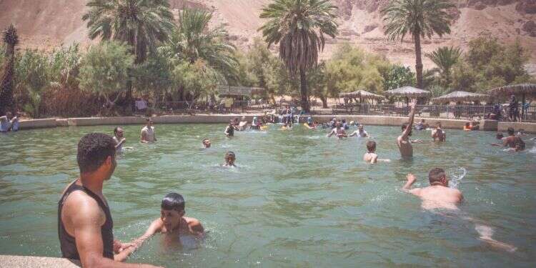 רוחצים בעיינות צוקים. צילום: הדס פרוש, פלאש 90