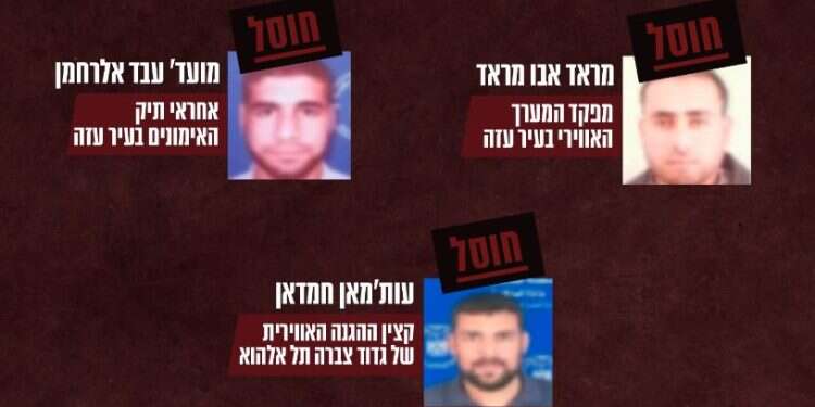 חלק מהבכירים שחוסלו. צילום: דובר צה הותר לפרסום: צה״ל חיסל חמישה מפקדים במערך האווירי של חמאס