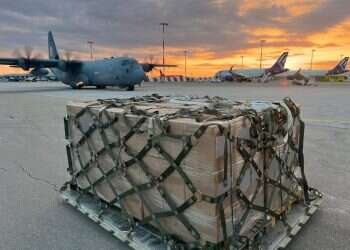 המטס ה-45. צילום: משרד הביטחון  הסיוע האמריקאי ממשיך: אלף טון של חימוש ואמצעי לחימה הגיעו לישראל הבוקר