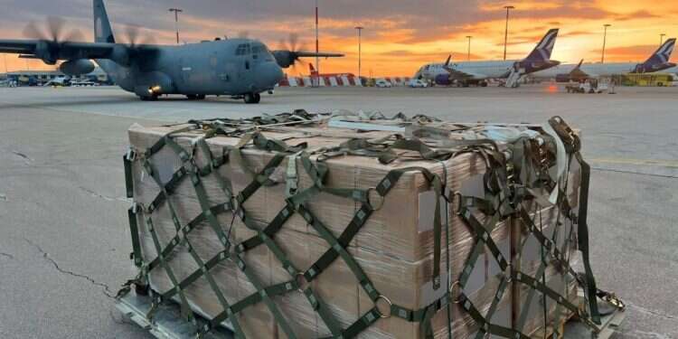 המטס ה-45. צילום: משרד הביטחון  הסיוע האמריקאי ממשיך: אלף טון של חימוש ואמצעי לחימה הגיעו לישראל הבוקר