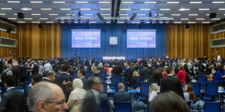 הכינוס ה-67 של הסוכנות הבינלאומית לאנרגיה אטומית. צילום: AFP האם הסוכנות הבינלאומית לאנרגיה אטומית הכירה ב"פלסטין" כמדינה?