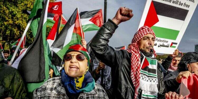 הפגנת תמיכה בחמאס בהאג. צילום: AFP