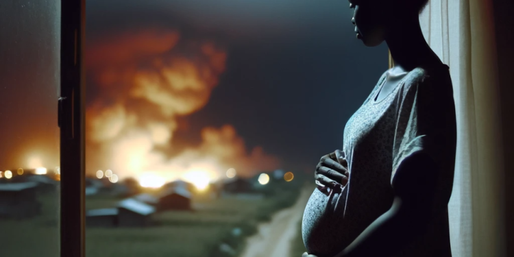 אילוסטרציה שנוצרה על ידי בינה מלאכותית עת ללדת: הריון ולידה בזמן מלחמה