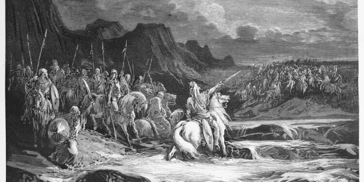 איור של מתתיהו מוביל את אחד מקרבות המקבים. שאטרסטוק חברון, הקסטל וכוכב המוות: עשר שאלות על ניצחונות גדולים