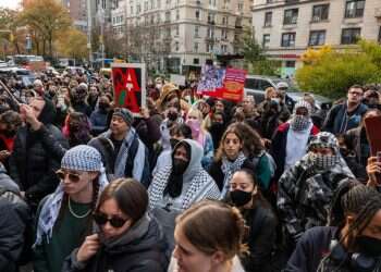 הפגנה פרו־פלסטינית באוניברסיטת קולומביה בניו־יורק