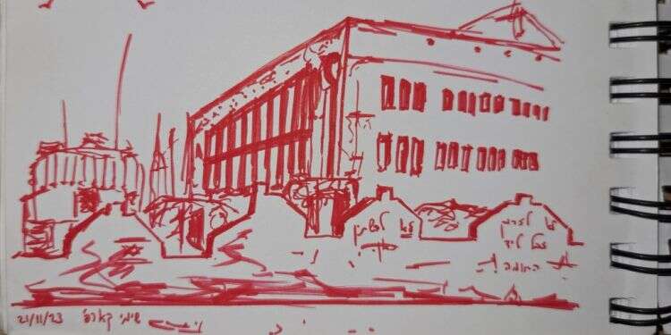 איור: שימי קארפ בלי פלאפונים ועם עיפרון באפוד: חיילי מילואים שרטטו עבורינו את המלחמה