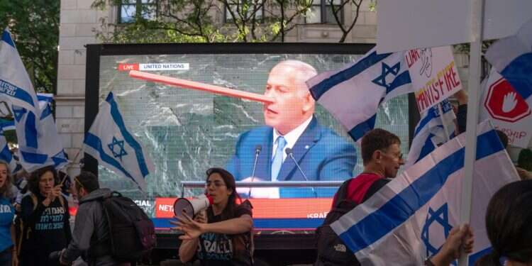 הפגנה בניו־יורק במהלך ביקור נתניהו בספטמבר האחרון. צילום: לוק טרס, פלאש 90