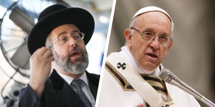 האפיפיור פרנציסקוס והרב דוד לאו. צילום: AP ,נועם רבקין פנטון - פלאש 90
