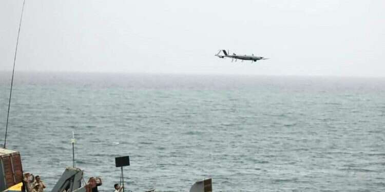 כטב"ם ששוגר מכלי שיט איראני באוקיינוס ההודי. צילום: איי.אף.פי