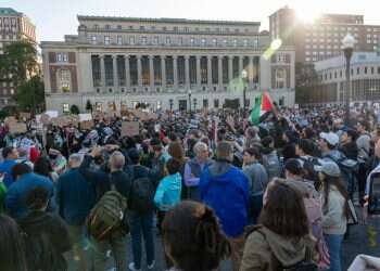 הפגנה פרו־פלסטינית באוניברסיטת קולומביה בניו־יורק. צילום: אף.איי.פי