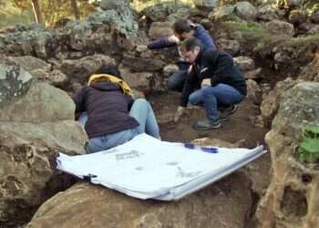 החפירה בהרי יהודה בה נחשף המטבע הנדיר. צילום: אמיל אלדג'ם רשות העתיקות החפירה בהרי יהודה בה נחשף המטבע הנדיר