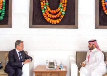 מזכיר המדינה האמריקני ויורש העצר הסעודי, שבוע אחרי מתקפת 7 באוקטובר. צילום: איי.אף.פי