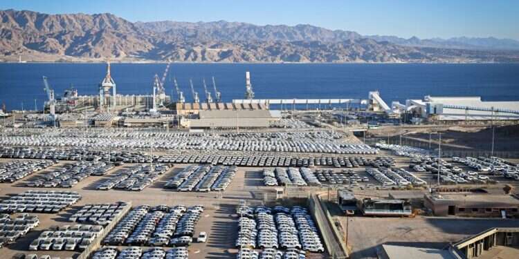 ענף ללא תחרות. כלי רכב מיובאים בנמל אילת. צילום: יהודה בן־איטח, פלאש 90 ענף ללא תחרות. כלי רכב מיובאים בנמל אילת. צילום: יהודה בן־איטח, פלאש 90