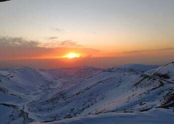 שלג בחרמון שקיעה