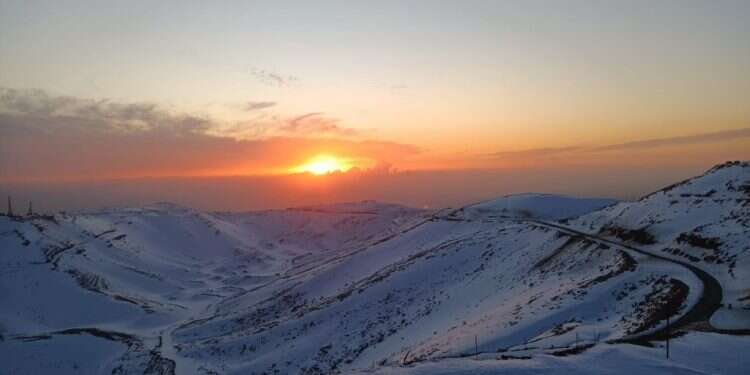 שלג בחרמון שקיעה
