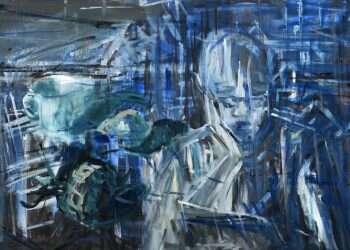 פכים קטנים ומביכים מצטברים לאיטם, ופתאום אדם מבין את משמעות גילו אביגיל פריד, "עמוס", שמן על בד, 2021