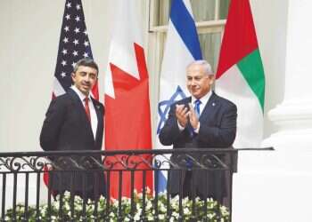 מיאוס מהסוגיה הפלסטינית. נתניהו ובן זאיד בחתימה על "הסכמי אברהם" בבית הלבן, ספטמבר 2020. צילום: אי.פי.איי