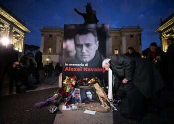 מיצג זיכרון לאלכסיי נבלני באיטליה. צילום: אי.פי.איי