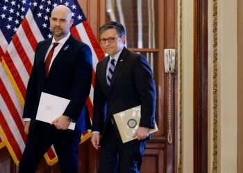 יו"ר בית הנבחרים מייק ג'ונסון עם יו"ר הכנסת אמיר אוחנה בקונגרס, השבוע