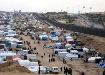 אוהלי עקורים פלסטינים ליד גבול מצרים. צילום: רויטרס