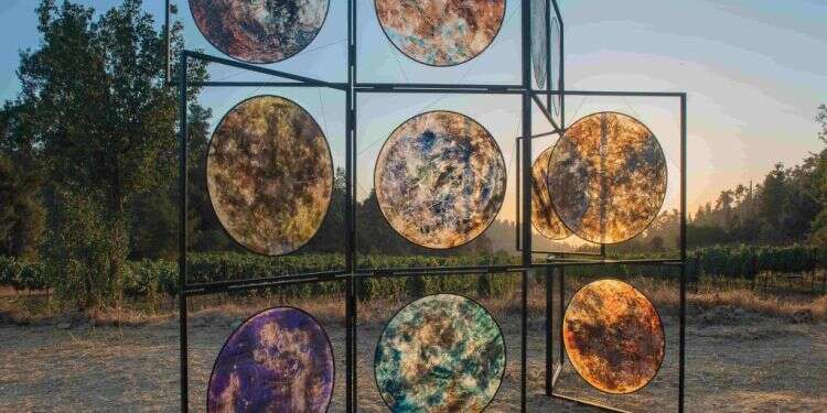 המיצב "בעקבות השבטים" של בברלי ברקת על רקע הרי ירושלים. צילום: מיכאל עמר