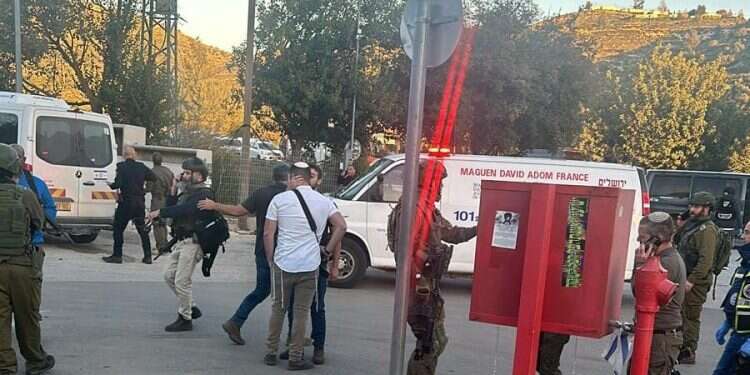 זירת הפיגוע בתחנת הדלק בעלי. צילום: TPS