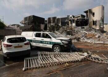 תחנת המשטרה בשדרות לאחר הקרב עם המחבלים ב־ 7.10. צילום: איי.אף.פי