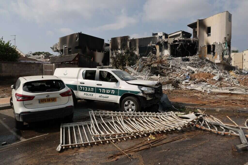 תחנת המשטרה בשדרות לאחר הקרב עם המחבלים ב־ 7.10. צילום: איי.אף.פי