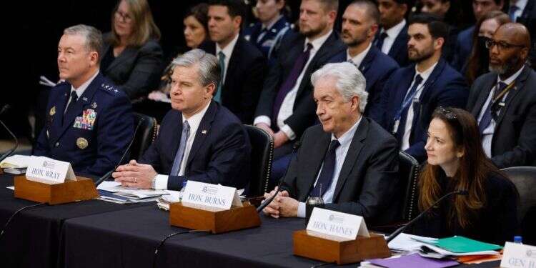 ראשי סוכנויות המודיעין האמריקניות. צילום:  CHIP SOMODEVILLA / GETTY IMAGES NORTH AMERICA / Getty Images via AFP בכירי מודיעין אמריקנים סירבו להכחיש את טענת "רצח העם הפלסטיני"