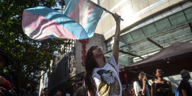 הפגנה למען זכויות טרנס, השבוע. צילום: AFP הפגנה למען זכויות טרנס, השבוע