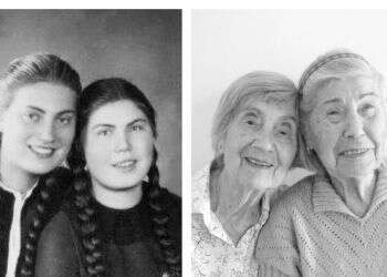 האחיות ברכה וקטקה לפני המלחמה ובשנות השמונים לחייהן. צילום: באדיבות טום ארטון, מתוך הספר