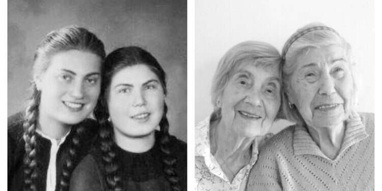 האחיות ברכה וקטקה לפני המלחמה ובשנות השמונים לחייהן. צילום: באדיבות טום ארטון, מתוך הספר