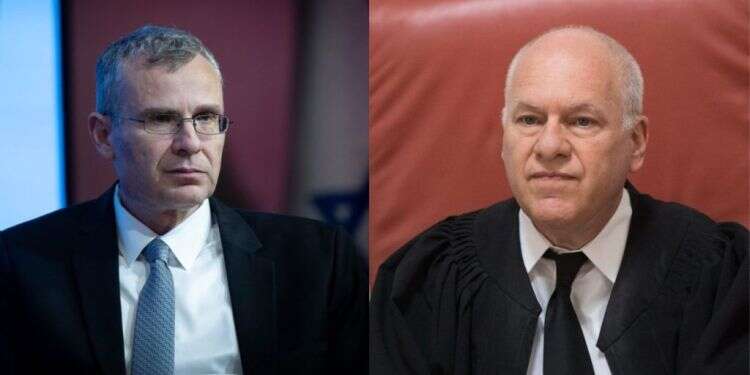 השר יריב לוין והשופט עוזי פוגלמן. צילומים: פלאש 90