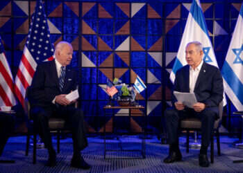 נתניהו וביידן בתל־אביב באוקטובר, אחרי פרוץ מלחמת חרבות ברזל. צילום: מרים אלסטר - פלאש 90