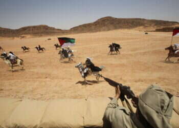 בדואים בוואדי רם בירדן מציגים ב־ 2023 שחזור היסטורי של המרד הערבי הגדול ב־ 1916 , שסייע לבריטים להשתלט על המזרח התיכון. צילום: גטי אימג'ס