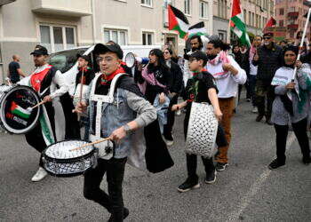 תהלוכה פרו-פלסטינית במאלמו אתמול. EPA
