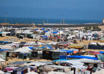 אוהלי עקורים באזור המואסי, בשבוע שעבר. צילום: איי.אף.פי