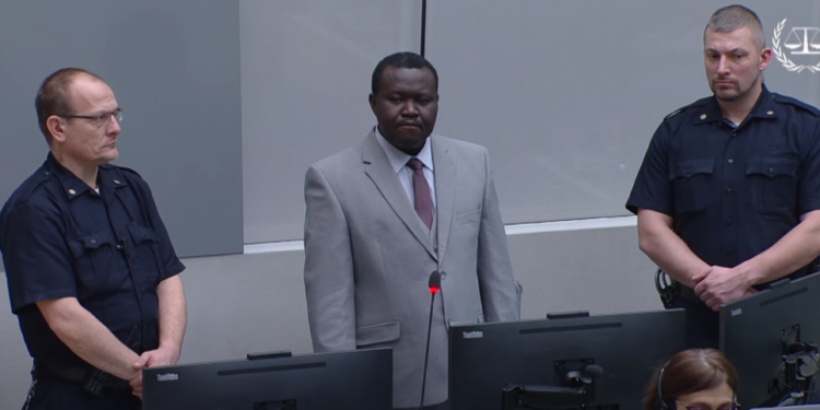 פטריס אדוארד נגאיסונה בפתיחת משפטו ב-ICC ב-2019. צילום מסך מיוטיוב פטריס אדוארד נגאיסונה בפתיחת משפטו ב-ICC ב-2019. צילום מסך מיוטיוב