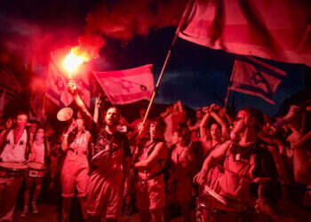 הפגנה בתל־אביב נגד הרפורמה המשפטית, אוגוסט 2023. צילום: אבשלום שושני, פלאש 90