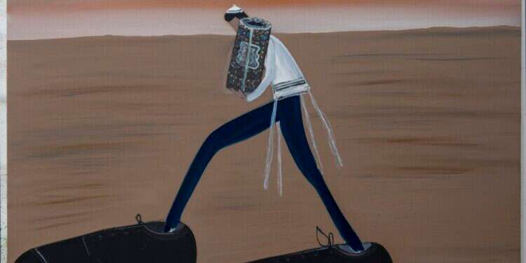 שי אזולאי,  שי אזולאי, "שמחת תורה", שמן על בד, 2023