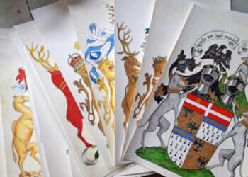 איורי סמלי משפחות האצולה שהתגלו על קירות בית החולים. ציור - אנסטסיה פרוקופייבה מחקר חדש בירושלים גילה מסר מפתיע מהמלך ג'ורג' החמישי ומיצרני בירת גינס