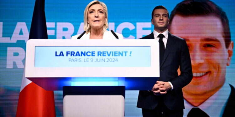 אחת המנצחות הגדולות של הערב, מארין לה-פן. צילום: AFP