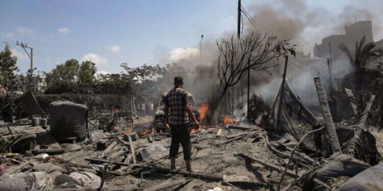 זירת החיסול במואסי, רצועת עזה, בשבת שעברה. צילום: אי.פי.איי