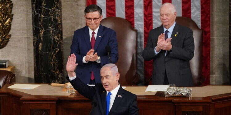 ראש הממשלה נתניהו בנאומו בקונגרס האמריקני. צילום: AFP
