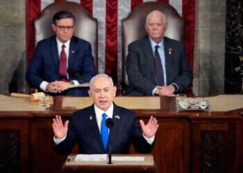 ראש הממשלה נתניהו בנאומו בקונגרס. צילום: AFP