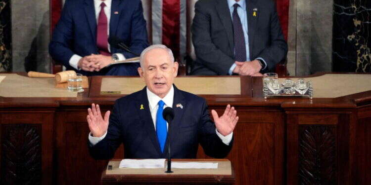 ראש הממשלה נתניהו בנאומו בקונגרס. צילום: AFP ראש הממשלה נתניהו בנאומו בקונגרס. צילום: AFP